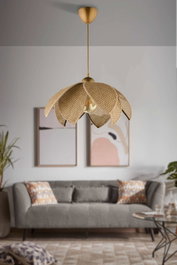 Opviq Lámpara de Araña Beige y Dorado Ajustable